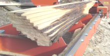 Seasoned hardwood planked using sawmill