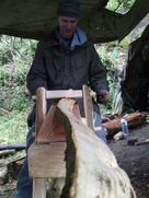 Participant in a green woodwork taster session at the woods